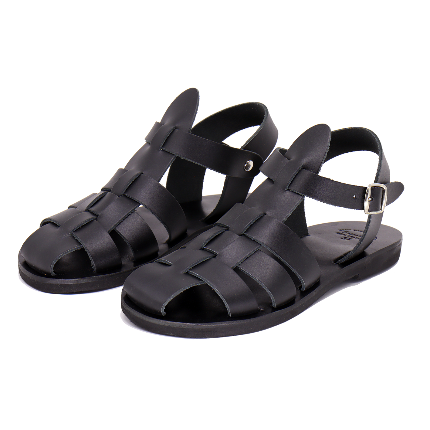 SL FISH MOUTH SANDAL PUMP BLACK POLISHED CALFSKIN